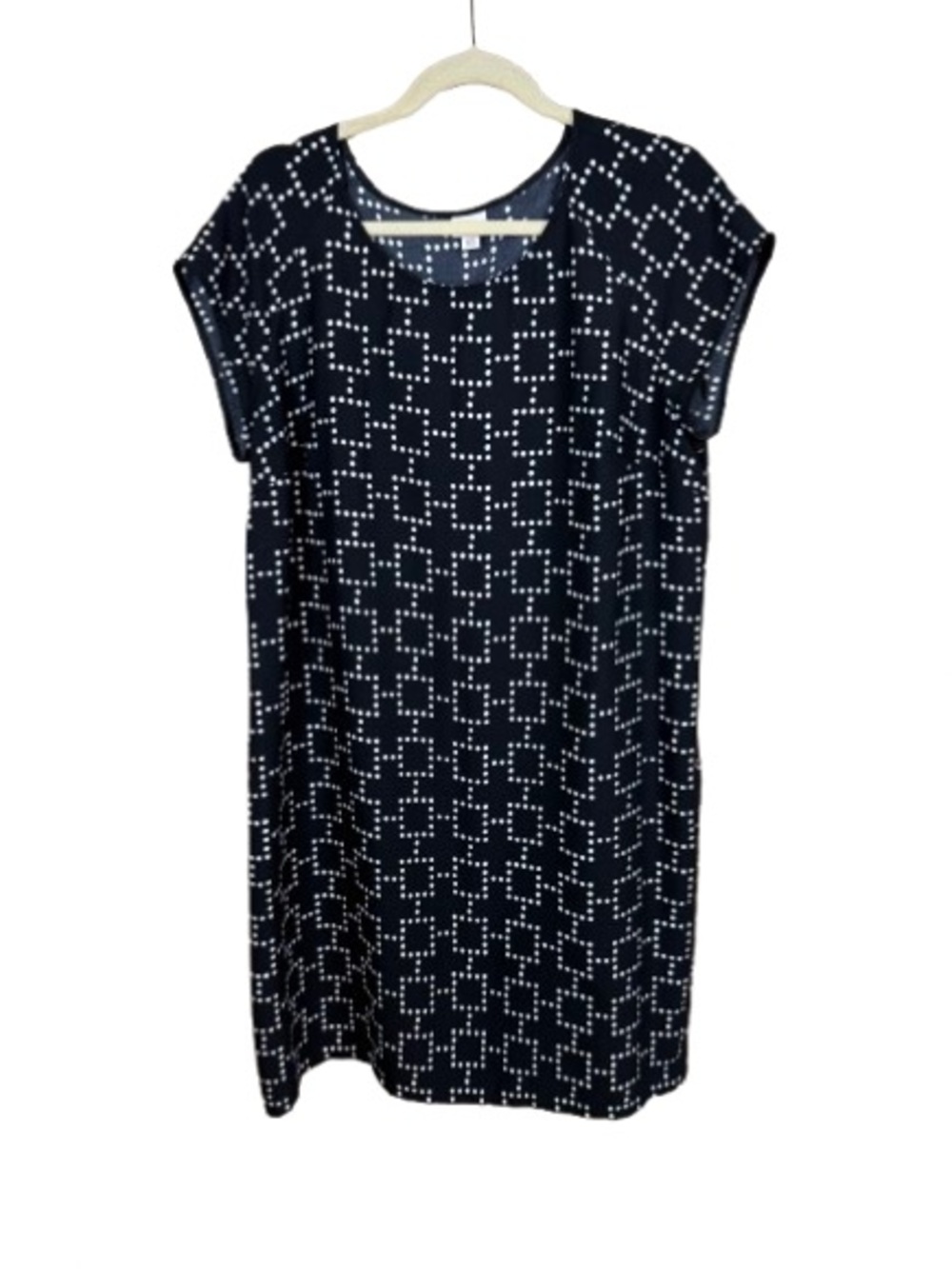 Merona Navy and White Geometric Shift Midi Dress